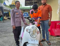 Pelaku Curanmor CA Diamankan Polsek Kenjeran Setelah Ketahuan Mencuri di Kedinding Lor Surabaya.     