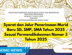 Syarat dan Jalur Penerimaan Murid Baru SD, SMP, SMA Tahun 2025 Sesuai Permendikdasmen Nomor 3 Tahun 2025