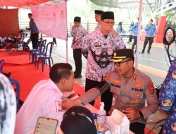 Kapolres Musi Banyuasin memperingati hari ulang tahun KORPRI ke -54 dan HUT PGRI ke 80
