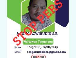 Stop Pers, Agung Azwirudin Wartawan Tangerang.