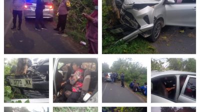 Diduga Sopir Mengantuk Rombongan PT Darma Lautan Mengalami Kecelakaan Tunggal di Jalan Raya Jukong Bangkalan
