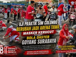 Uji Praktik SIM Colombo Berubah Jadi Arena Tawa, Masker Kerucut hingga Bola Daster Goyang Surabaya