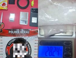 Polres Berau Gagalkan Peredaran Sabu 28,24 Gram di Karang Ambun, Seorang Pria Ditangkap